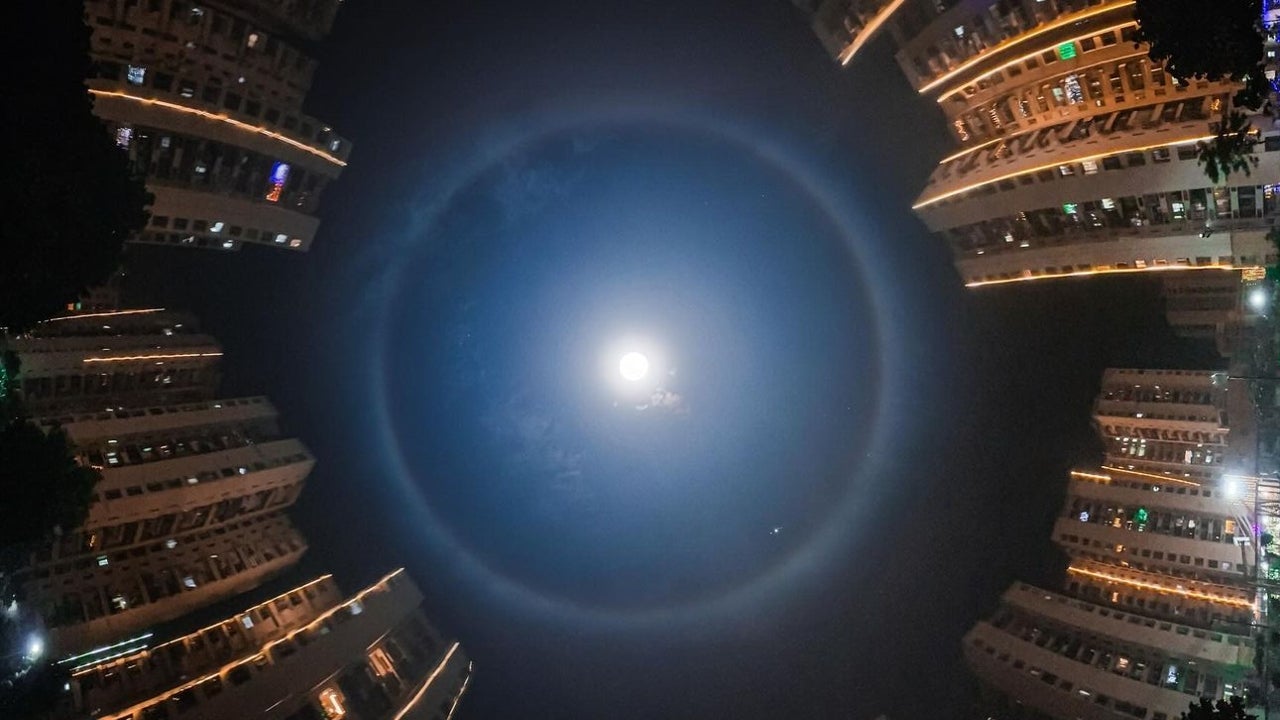 Moon Ring A Rare Lunar Halo Photographed Gracing the DelhiNCR Skies